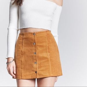 burnt orange denim skirt
